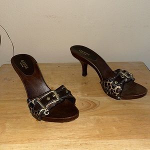 Guess heels. Color: Brown with leopard print. Size: 9.